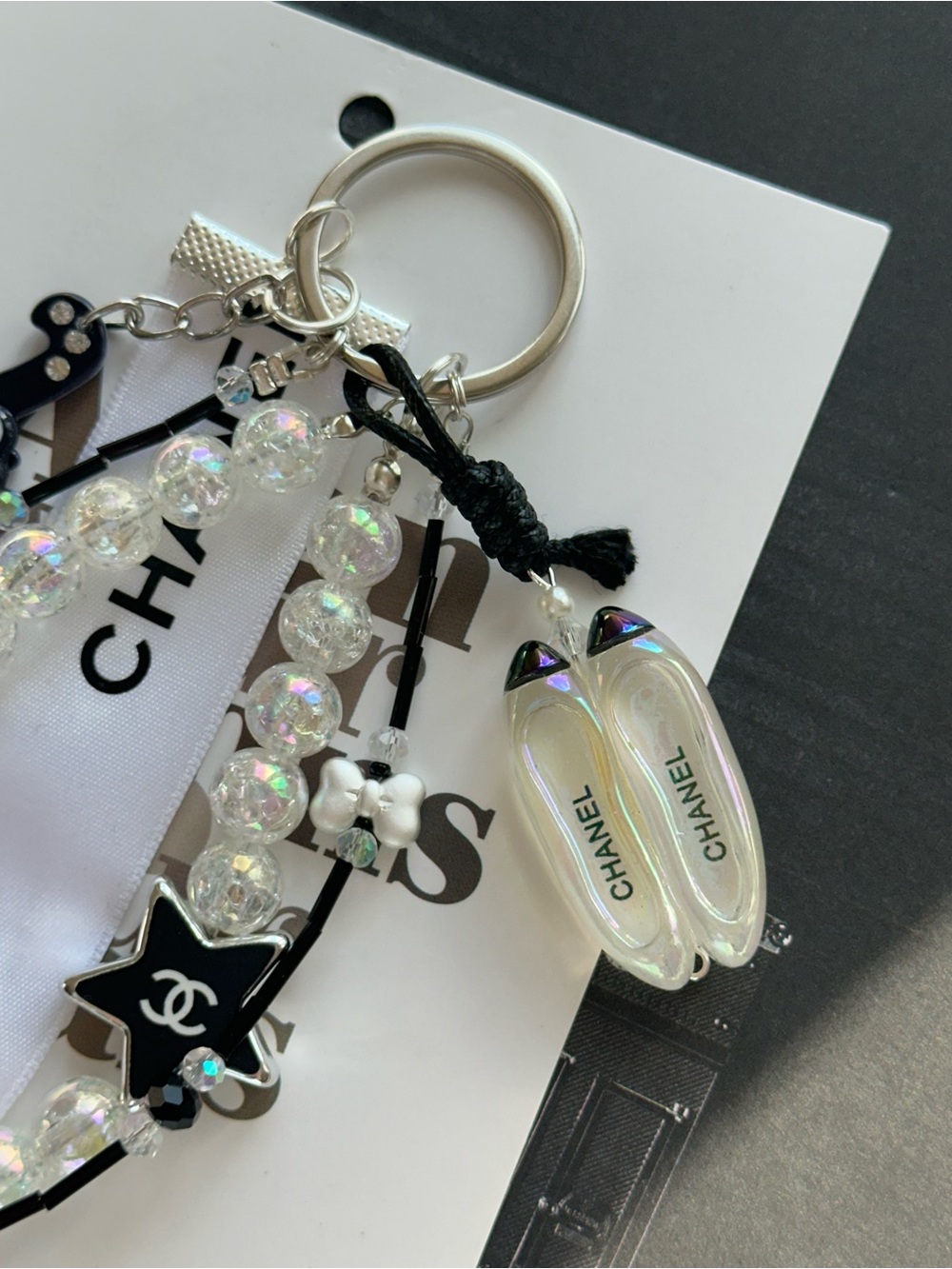 Authentic CC Ribbon & Unbranded  CC ballerina flats camellia Bag Charm